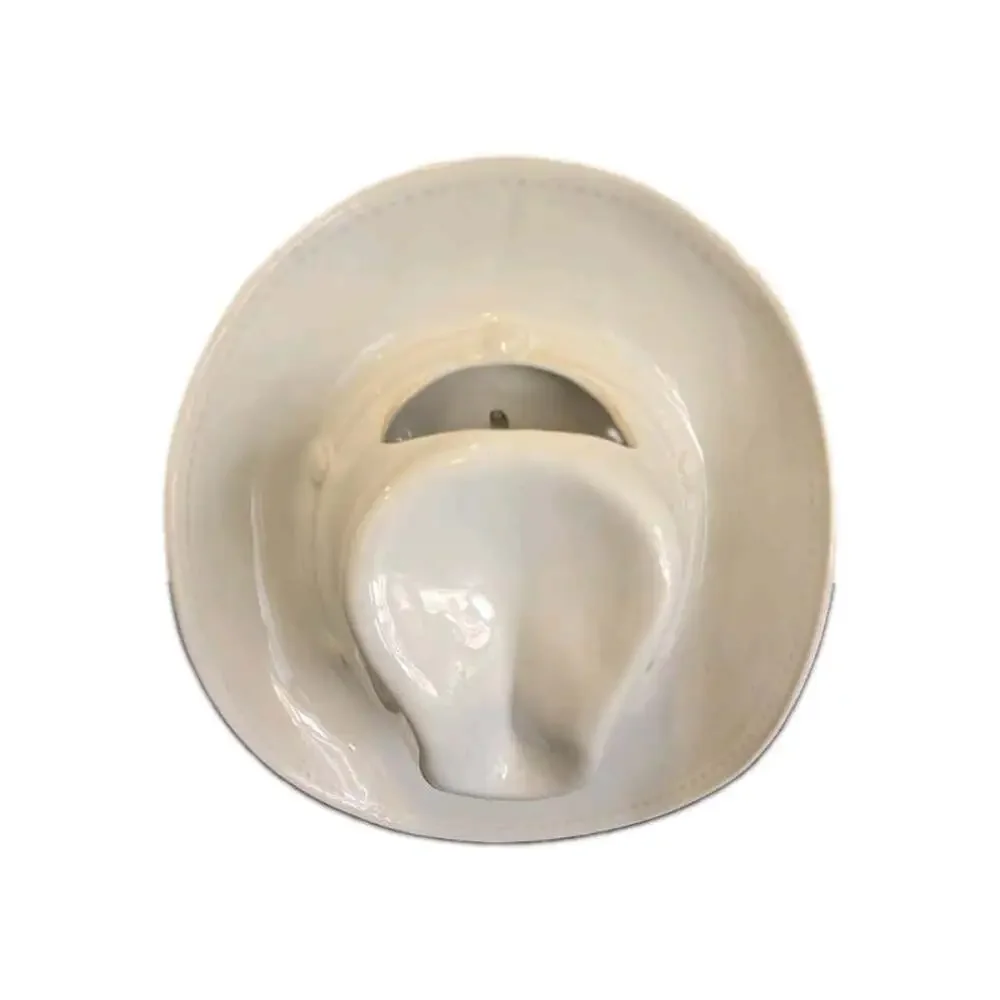 Vintage White Ceramic Western Cowboy Hanging Wall Pocket Vase Planter